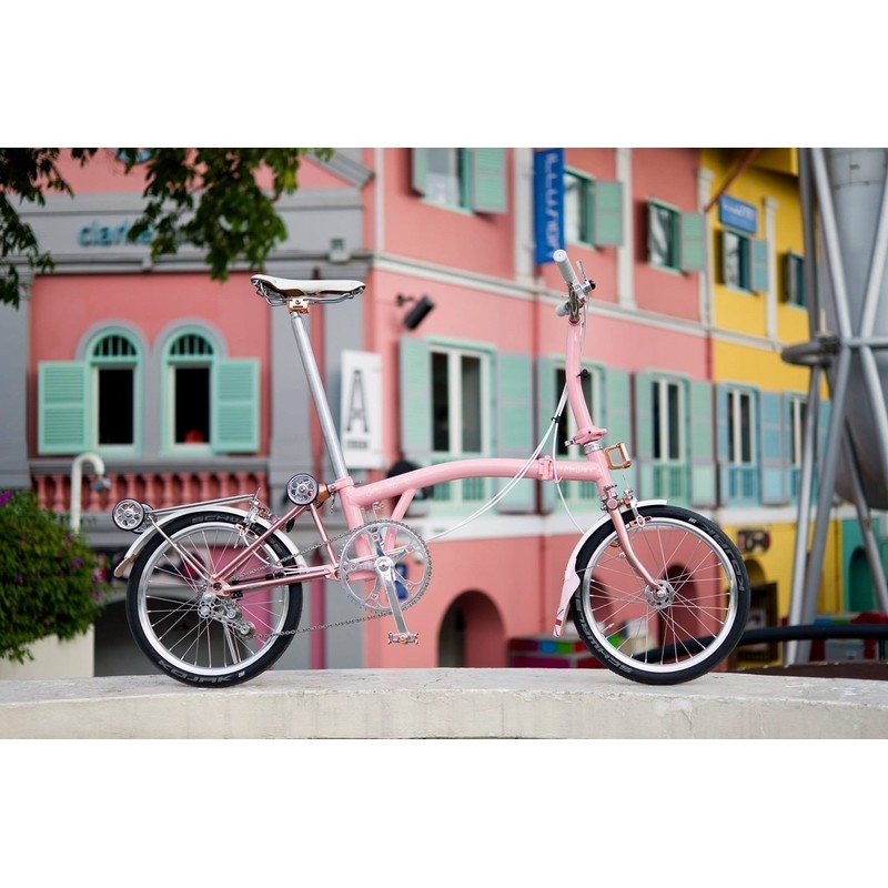 การปรับแต่งจักรยานพับ Little B ร่วมกัน S3R สีชมพู รีโทร สีโรสโกลด์