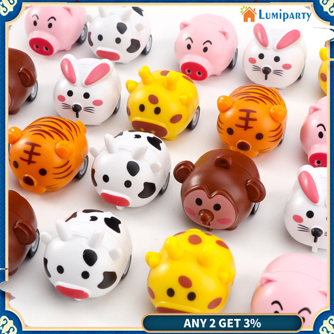 Lumiparty Mini Pull Back Car การ์ตูนสีสันสดใส Soft Shell Fun Racing ของเล่นสาหรับเด็ก สีสุ่ม