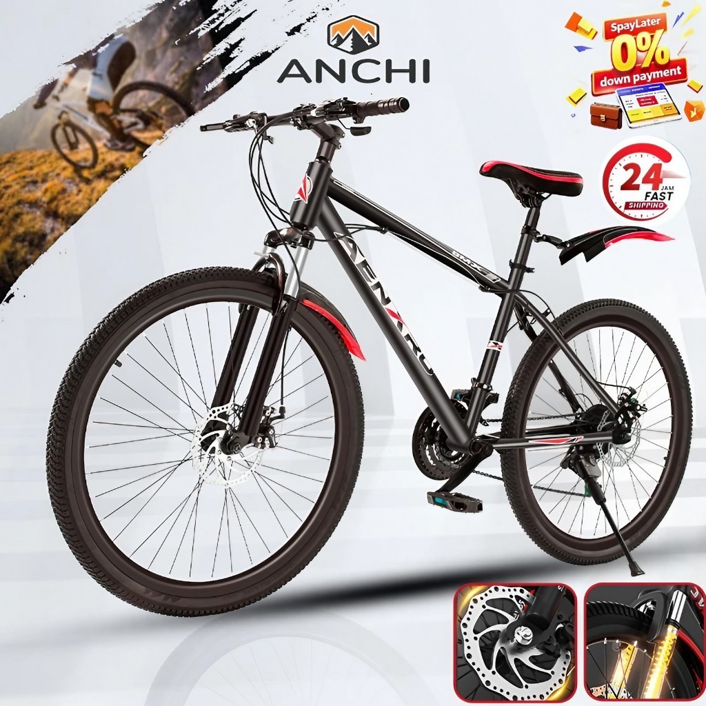 ANCHI จักรยาน จักรยานเสือภูเขา 26นิ้ว ดิสก์เบรกคู่ เกียร์ 21สปีด รถจักรยานผู้ใหญ่ adult bicycle