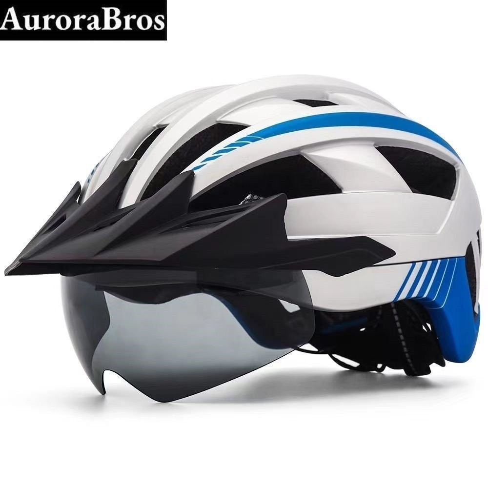 23รูปแบบจักรยานภูเขาถนนกับแว่นตาที่มีปีกหมวกชิ้นเดียวหมวกกันน็อคขี่จักรยาน ไม่จากัดเพศ พร้อมไฟท้าย