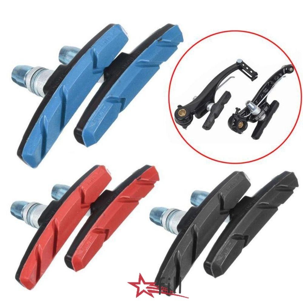 FILL 1 คู่จักรยาน V Braking Padsยาวนาน 3 สีจักรยานเบรคเงียบยางทนทาน ยางโลหะเบรค Pad ขี่จักรยานอุปกรณ์เสริม