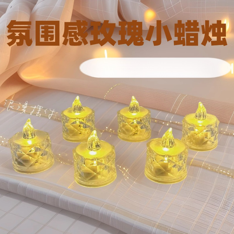 กุหลาบเทียนขนาดเล็กบรรยากาศโปร่งใสไฟกลางคืนข้อเสนอสารภาพโรแมนติกแสงบรรยากาศไฟ นา เทียนอิเล็กทรอนิกส์007 RHZZ