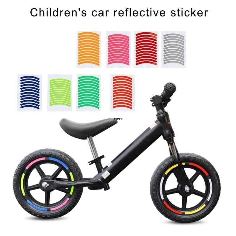 Cuy 12 ชิ้นเด็ก Balance Bike สีความปลอดภัยสติกเกอร์ล้อตกแต่งสะท้อนแสงยางสติกเกอร์ Balance Bike คาเตือนสติกเกอร์