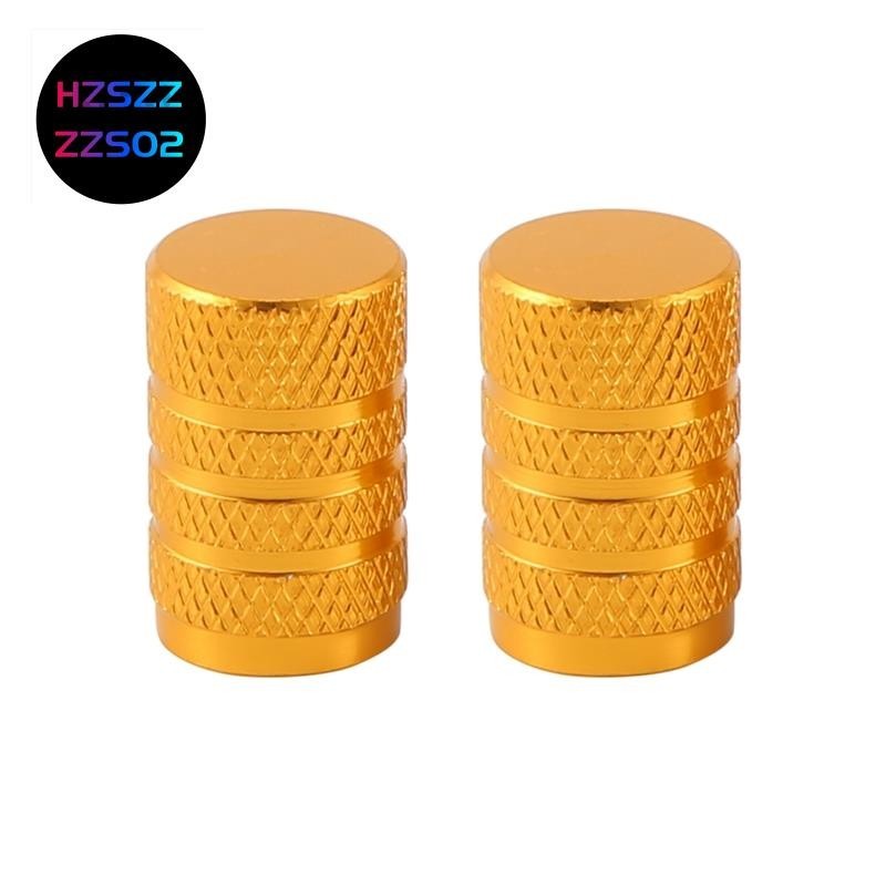 hzzzzzs02อัลลอยด์ ฝาครอบวาล์วยาง จักรยาน มอเตอร์ไซค์ และรถ พร้อมวาล์ว Schrader 2 ชุด ทอง