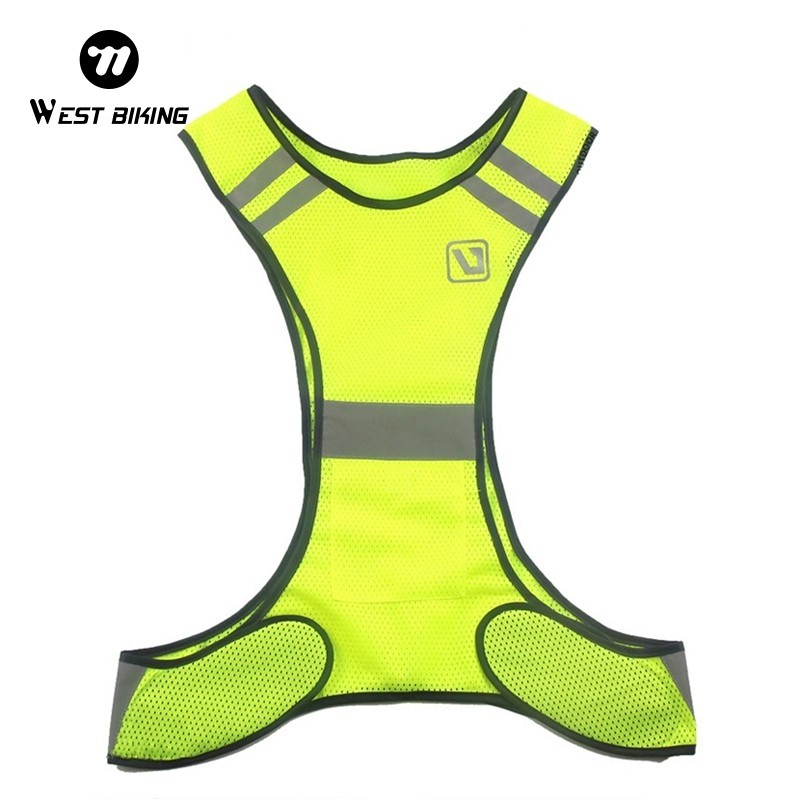 WEST BIKING การมองเห็นปรับขี่เสื้อกั๊กแจ็คเก็ตจักรยานขี่จักรยานความปลอดภัยคาเตือนเสื้อกั๊กสะท้อนแสงเสื้อกีฬากลางคืนกีฬากลางแจ้งขี่จักรยานวิ่งเดินป่า