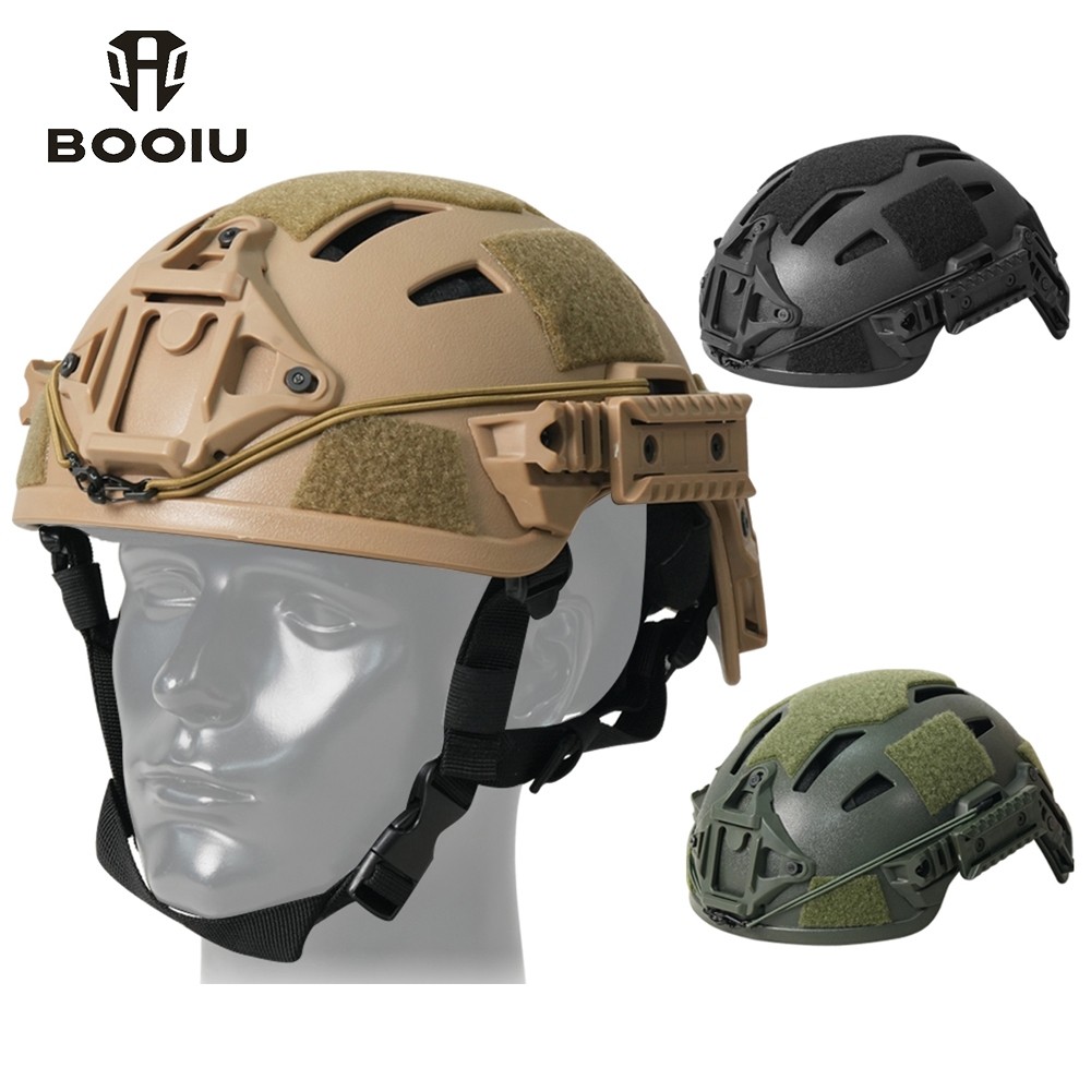 BOOIU ยุทธวิธี FAST หมวกกันน็อคขี่กลางแจ้งการฝึกอบรมป้องกันหมวกกันน็อคสาหรับเส้นรอบวงศีรษะ 5357 ซม