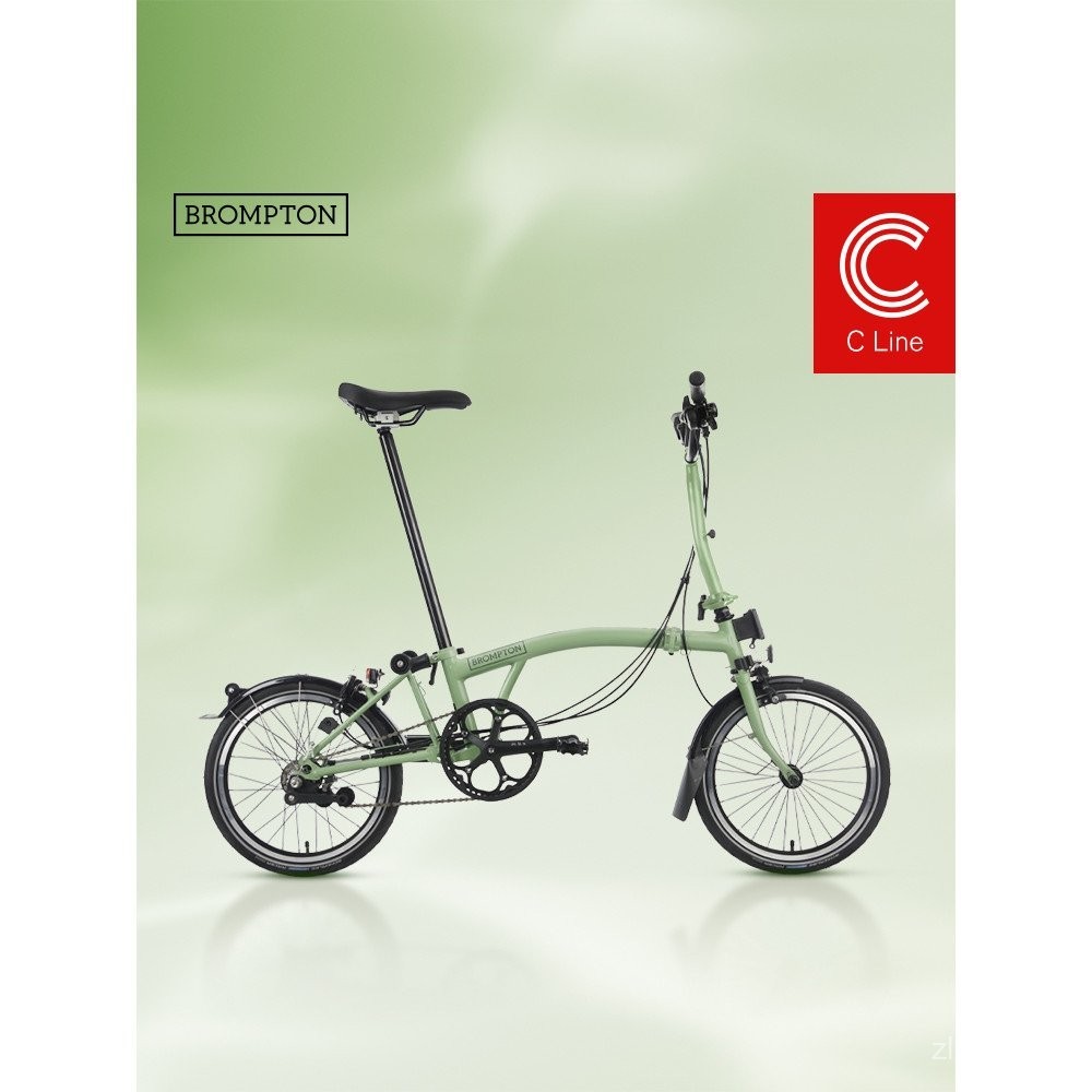 BROMPTON มือสอง จักรยานพับได้ สีมัทฉะ ขนาดเล็ก น้ำหนักเบาทype C 6 ความเร็ว