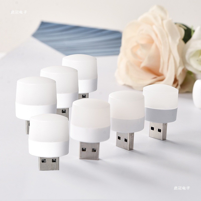 Crown usb ไฟกลางคืนขนาดเล็กแบบพกพา led Sleep ไฟกลมเล็ก Creative บรรยากาศสีขาวสีแดงสีฟ้าสีเขียวสีเหลืองสีม่วง us007 634Y