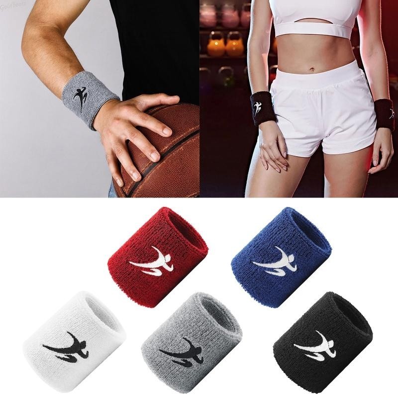 GB แฟชั่น Sweatbands ผ้าฝ้ายยืดสายรัดข้อมือ Terrys ผ้าสาหรับยิมทางาน Out