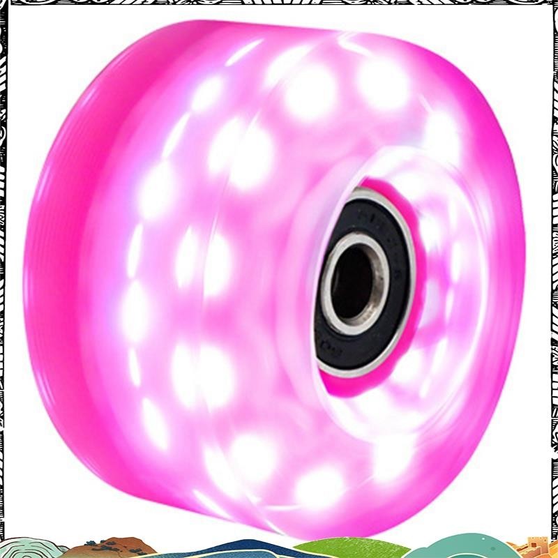 ล้อโรลเลอร์สเกตซุปเปอร์พร้อมประแจล้อสเก็ตบอร์ดกลางแจ้งล้อสว่างขึ้นกลางแจ้งโรลเลอร์สเกตล้อสว่างขึ้นสีชมพู