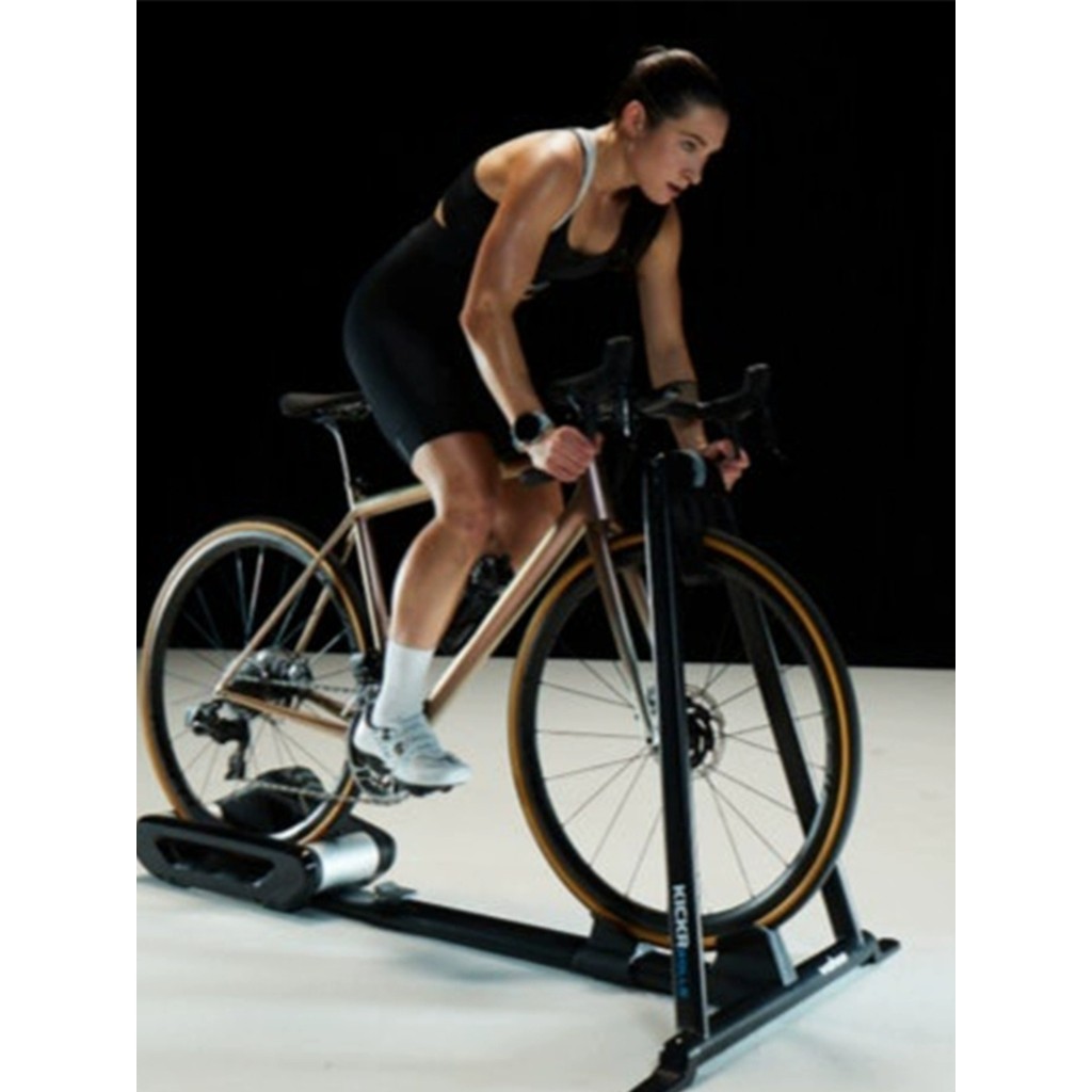 จักรยานเทรนเนอร์ Wahoo KICKR ROLLR แบบสมาร์ท 2 ล้อสำหรับจักรยานเสือภูเขาและถนน Zwift ในร่ม ไม่ต้องเจาะล้อหลัง
