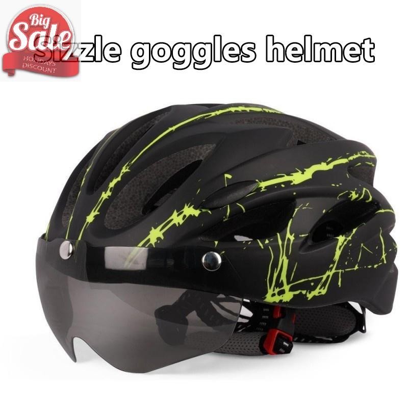 AF Unisex ผู้ใหญ่ Ultralight จักรยานหมวกกันน็อคขี่จักรยานพร้อมแว่นตาสาหรับกีฬากลางแจ้งขี่หมวกกันน็อค A