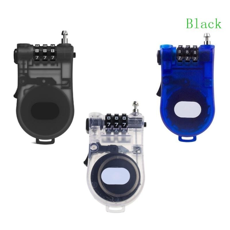 หมวกกันน็อกสีดำสำหรับขี่จักรยาน พร้อมล็อครหัสผ่านและเชือกลวด