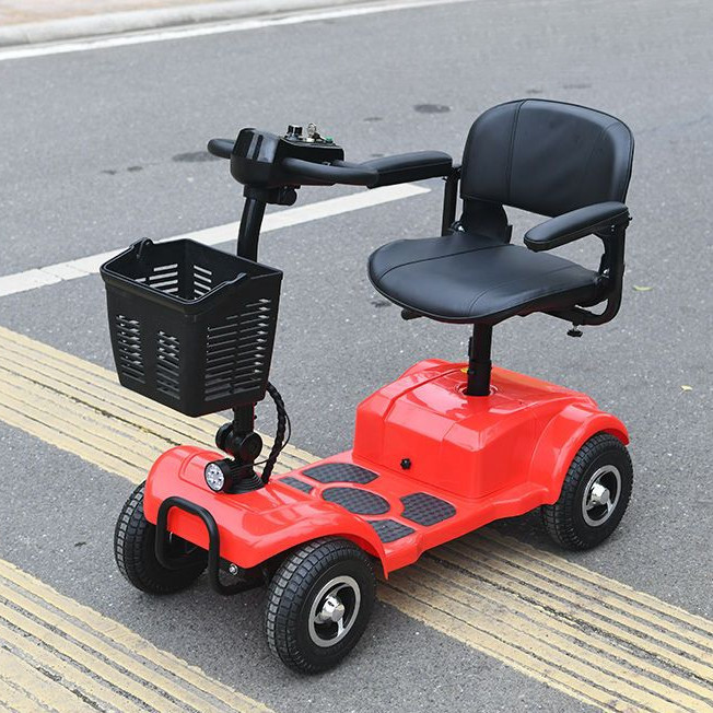 สกู๊ตเตอร์สี่ล้อใหม่รถแบตเตอรี่พับไฟฟ้าคู่สามารถรับและส่งเด็กได้