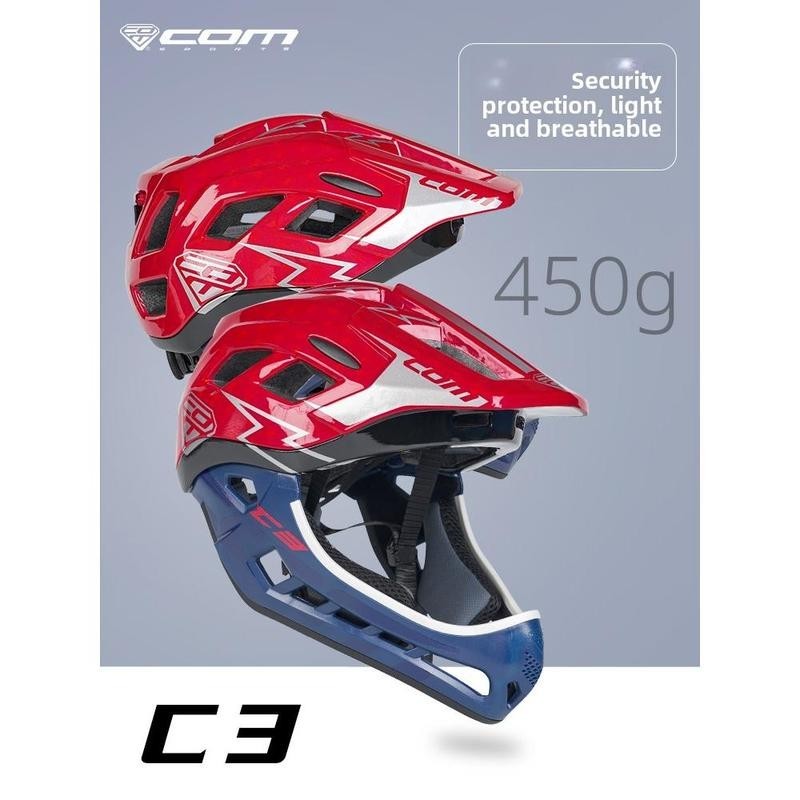 COM หมวกกันน็อคสำหรับเด็กสมดุลจักรยาน แบบเต็มใบ เหมาะสำหรับทั้งเด็กและผู้ใหญ่ สกูตเตอร์ และจักรยาน พร้อมระบบป้องกัน C3