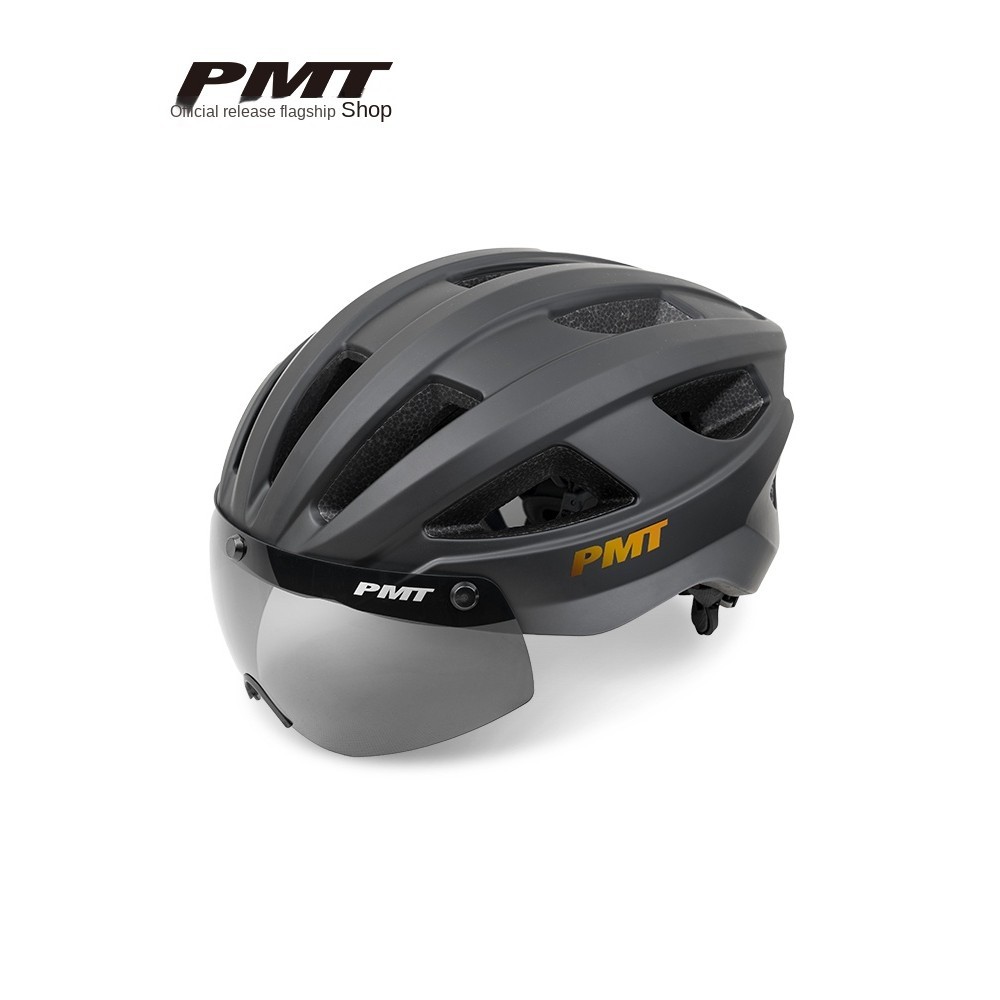 PMT หมวกป้องกันจักรยานเสือหมอบและภูเขา ออกแบบมาพร้อมที่บังแดดและระบบทายางอากาศดี เหมาะสำหรับทั้งชายและหญิง