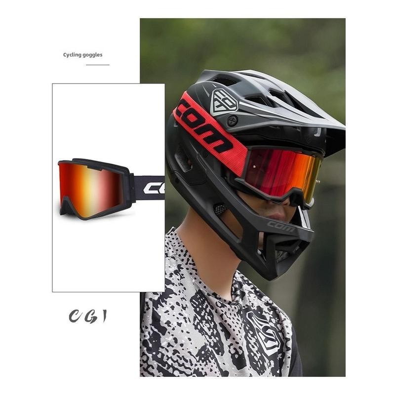 COM หมวกกันน็อค แว่นตาจักรยานจักรยานเสือภูเขาแว่นกันแดดโพลาไรซ์ป้องกันหมอกขี่ออฟโรด