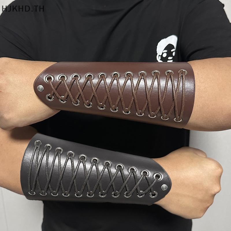 ดีกว่า 1 PC คอสเพลย์ Props หนังเทียมกว้าง Bracer Lace Up Arm Armor Cuff String Steampunk Vintage ยุคกลาง Gauntlet สายรัดข้อมือสร้อยข้อมือ สวย