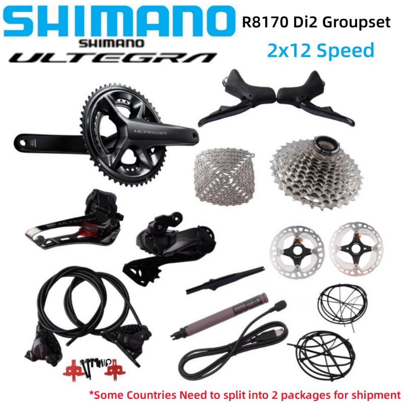 Shimano R8170 Di2 Groupset 2x12 Speed ก้านเกียร์ R8100 หลายขนาด พร้อม Cassette สำหรับจักรยานทางเรียบ