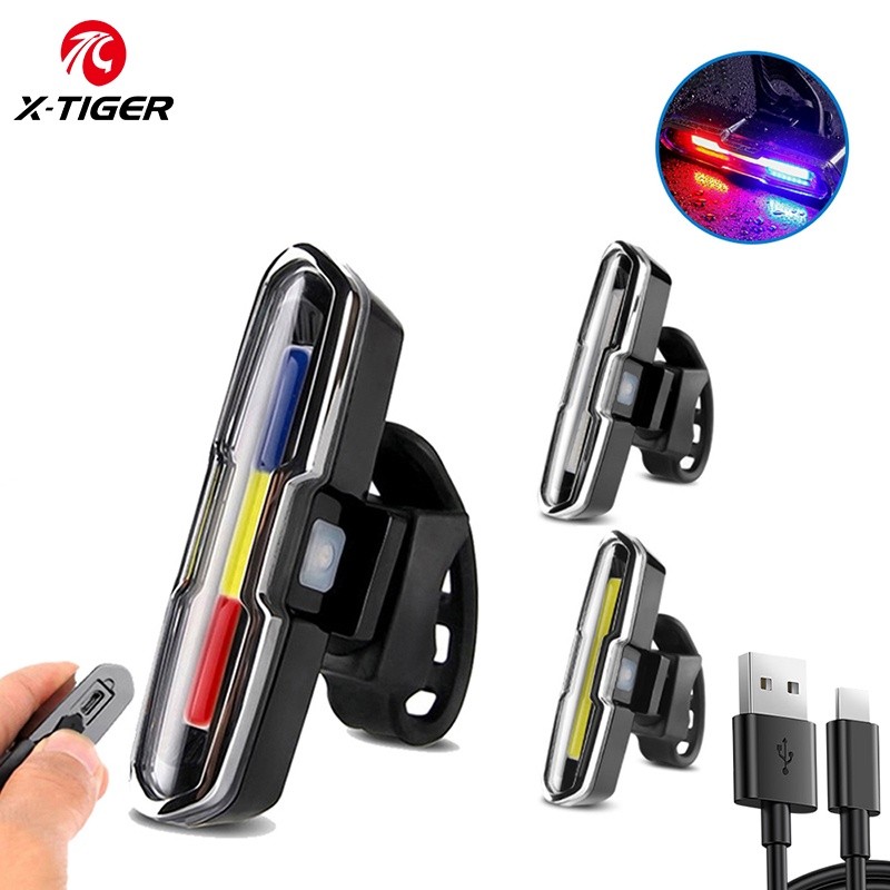 Xtiger ไฟท้ายจักรยาน LED IPX4 สว่างมาก 5 โหมด ชาร์จ USB กันน้า