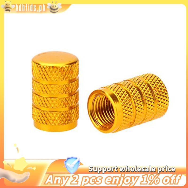 โลหะผสม ฝาครอบวาล์วยาง จักรยาน รถจักรยานยนต์ และรถยนต์ พร้อมวาล์ว Schrader 2 ชุด ทอง