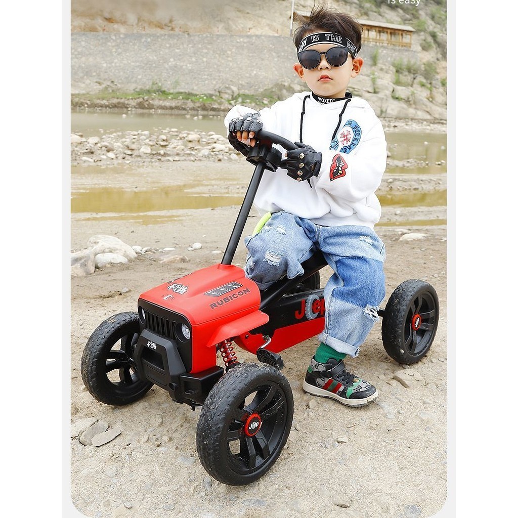 รถโกคาร์ทเด็ก 4 ล้อ เด็กชายและเด็กหญิง ทารก เด็กสามารถนั่ง ของเล่นออกกำลังกาย กีฬา จักรยานถีบ