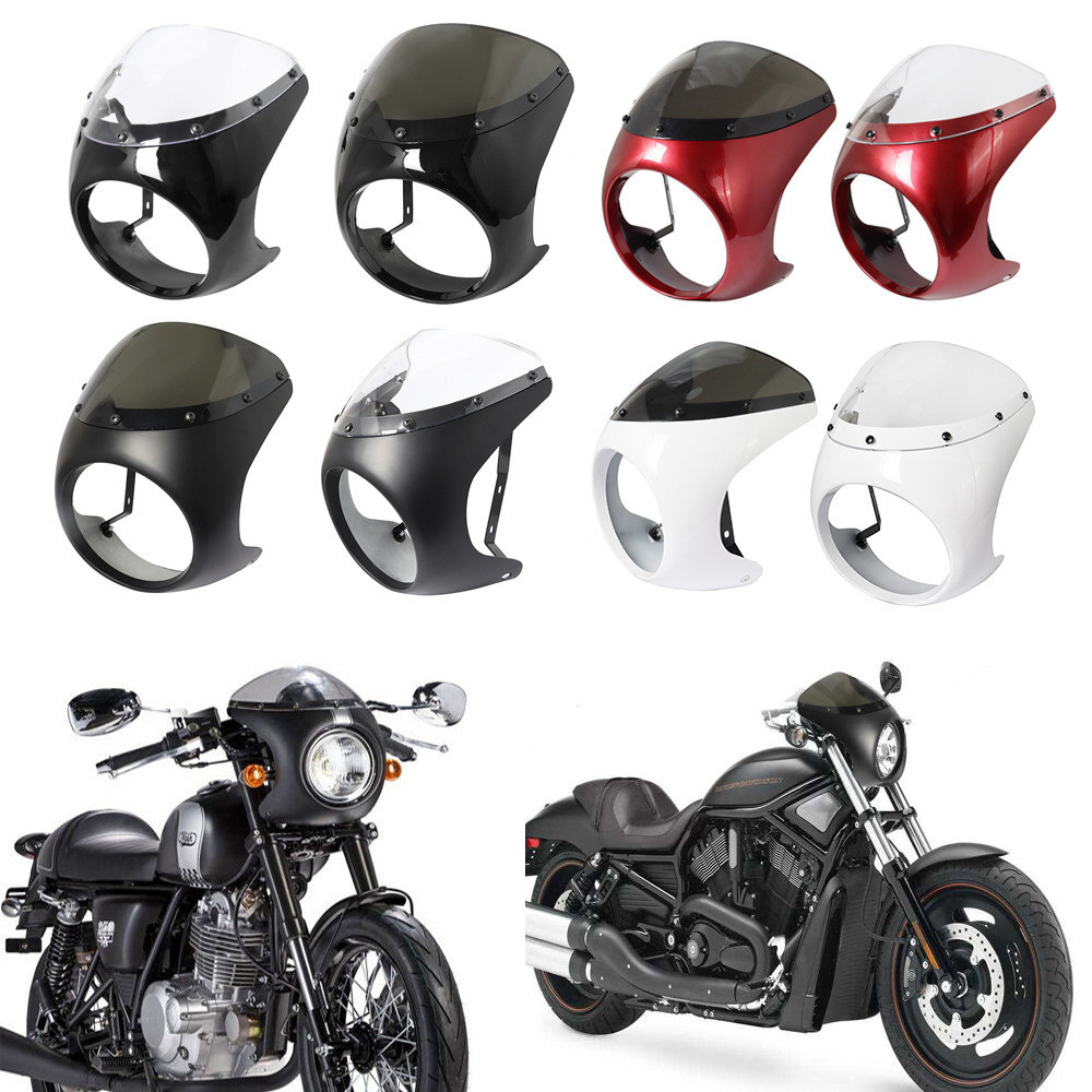 Bright Black Retro Motorcycle Modified Hood Fairing Headlamp Hood Pig Hood Coffee