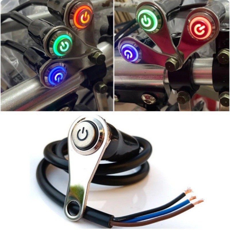 สวิตช์ปุ่มกด สวิตช์กันน้ำ LED สวิตซ์ เปิดปิด 3ปุ่ม1ปุ่ม สำหรับมอเตอร์ไซค์ DC12V