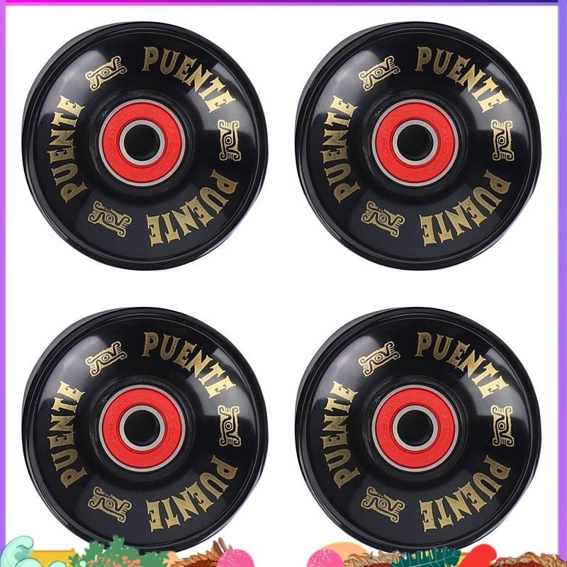 Super PUENTE 4 ชิ้นเซ็ต Cruiser ล้อสเก็ตบอร์ด PU ล้อยาวบอร์ด Cruiser ล้อ ABEC9 แบริ่ง