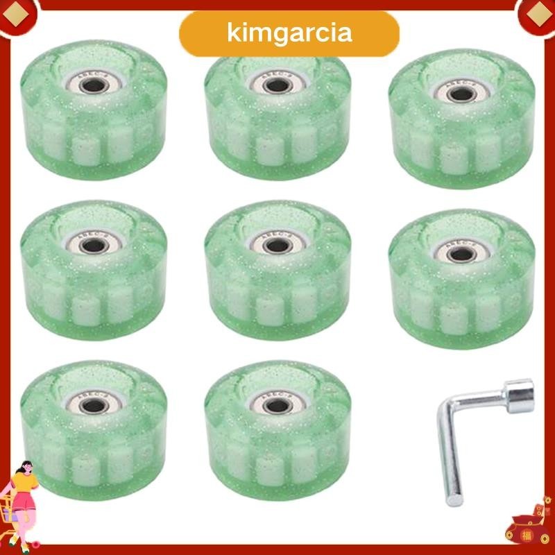 kimgarcia 8 ชิ้น Glitter Light Up Roller Skate Wheels Luminous Skate ล้อพร้อมแบริ่งติดตั้ง 32 x 58 มม 78Aสีเขียว