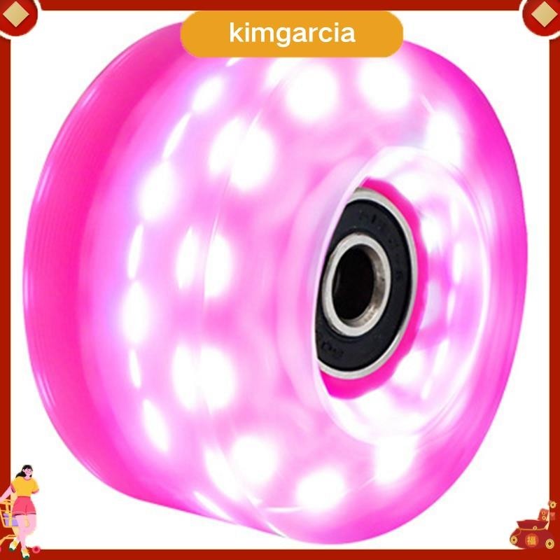 kimgarcia Roller Skate ล้อพร้อมประแจกลางแจ้ง Light Up ล้อแฟลชสูงหกแสงคู่แถว Roller Skates Shining ล้อสีชมพู