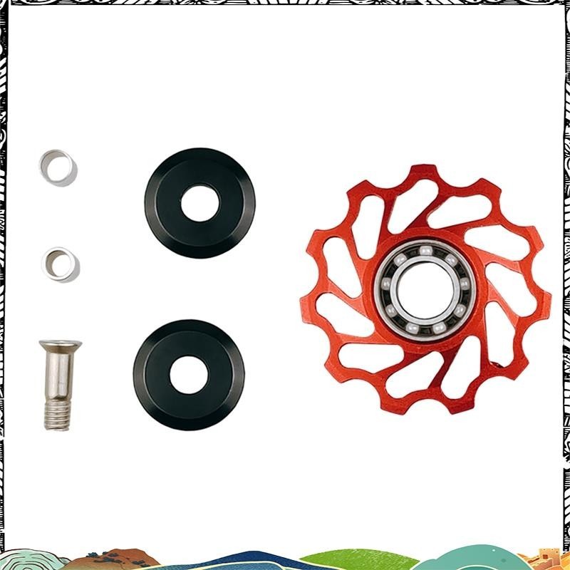 Super Road Bike Pulley Derailleur ด้านหลัง 11T Guide Bearing Wheel ส่วนจักรยานสีแดง