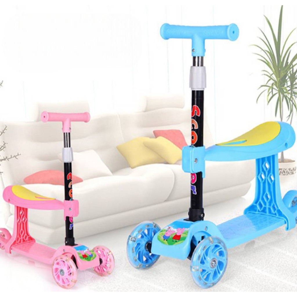 สกู๊ตเตอร์เด็ก 3 ล้อ พับเก็บได้ ปรับระดับความสูงได้ เล่นสนุกปลอดภัยสำหรับเด็ก