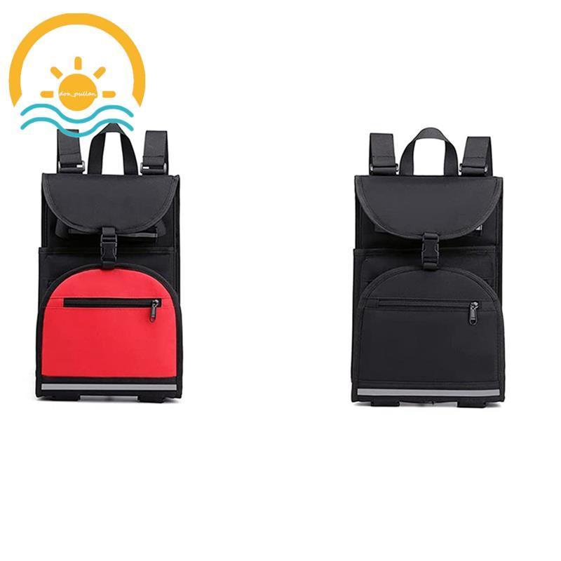 กระเป๋าเป้สเก็ตบอร์ดพับได้มีแถบสะท้อนแสงสีดำ เหมาะสำหรับทั้งผู้ชายและผู้หญิง