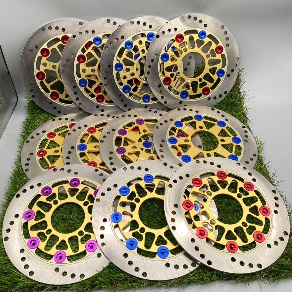 จานหมุดสี ใส่เวฟ ดรีม จานดิสหน้าแต่งหมุดสี งานอลูมิเนียมขนาด220mmW110IPCXMSXW125TZRSPARK135NOUVODREAM110i