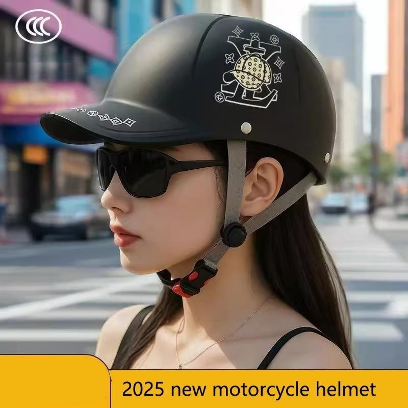 UKB 1 ชิ้นรถจักรยานยนต์ครึ่งหมวกกันน็อคเบสบอลหมวกสไตล์สาหรับ Cafe Racer Chopper สกู๊ตเตอร์ความปลอดภัย Hard หมวกครึ่งหน้า Vintage หมวกฤดูร้อน TH