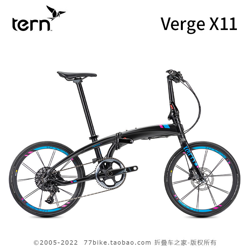 TERN Yanguu Verge X11 คาร์บไฟเบอร์ จักรยานพับขนาด 73 ซม พับเก็บได้ง่ายและเบาะแน่นสำหรับการขี่เรซิ่ง