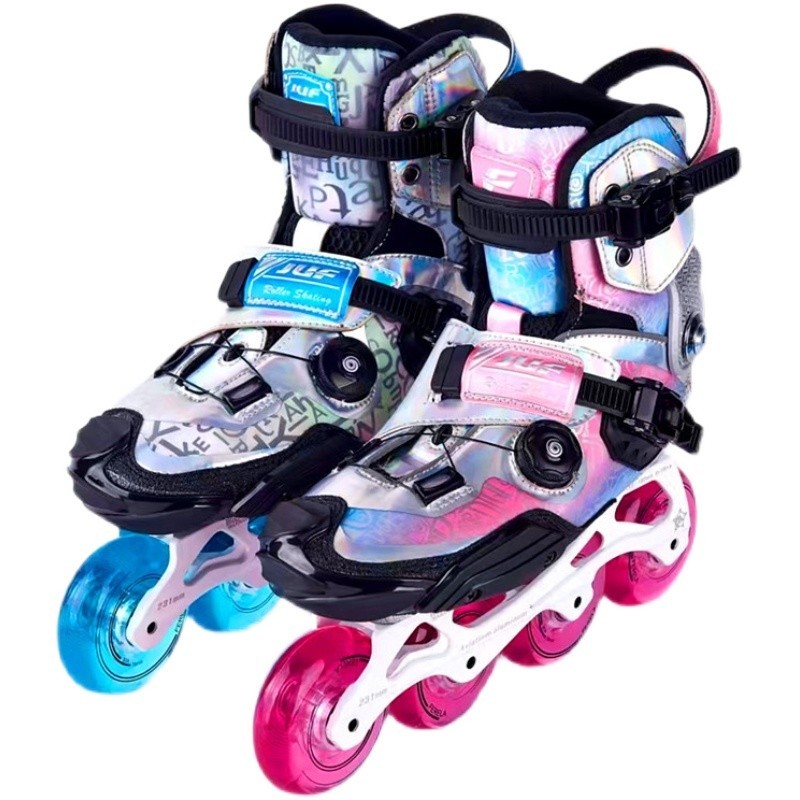 โรลเลอร์สเก็ตสำหรับเด็กแบบปรับขนาดได้ ก20 พร้อมดีไซน์แฟนซีและลายดอกไม้
