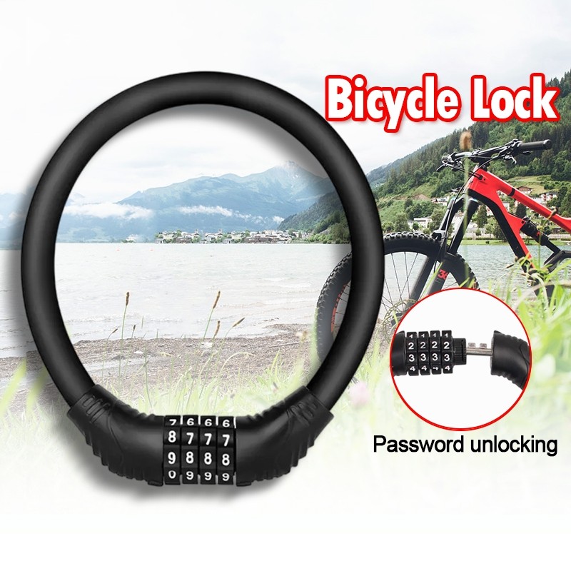 สายล็อคจักรยาน ล็อคจักรยานไฟฟ้า สายล็อคล้อมอเตอร์ไซค์ ล็อคชุดค่าผสม 4 หลัก กันขโมย ยาว35cm