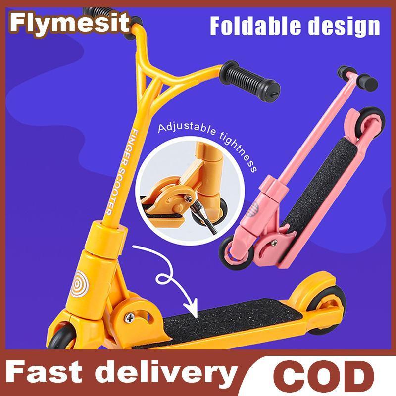 Flymesit เด็ก Ki สกู๊ตเตอร์นิ้วมือ BMX พับ Ttype สกู๊ตเตอร์นิ้วเบรคของเล่นเพื่อการศึกษาสเก็ตบอร์ดนิ้วสนุกปลายนิ้ว Movemet EN