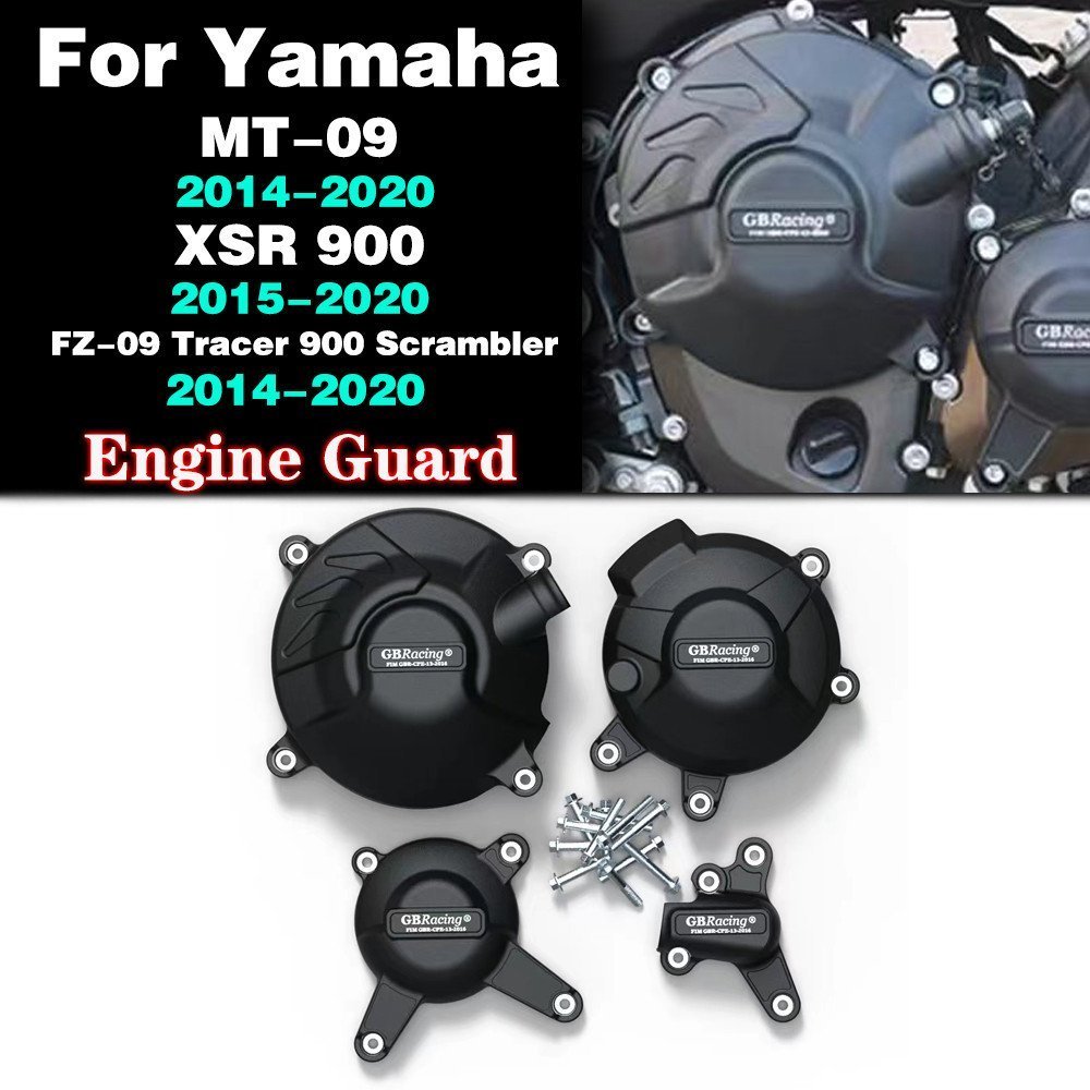 รถจักรยานยนต์ฝาครอบเครื่องยนต์สาหรับกรณี GB Racing สาหรับ YAMAHA MT09 FZ09 Tracer 900 SXR900 2014 2015 2016 2017 20182020 เครื่องยนต์ครอบคลุม Protectors