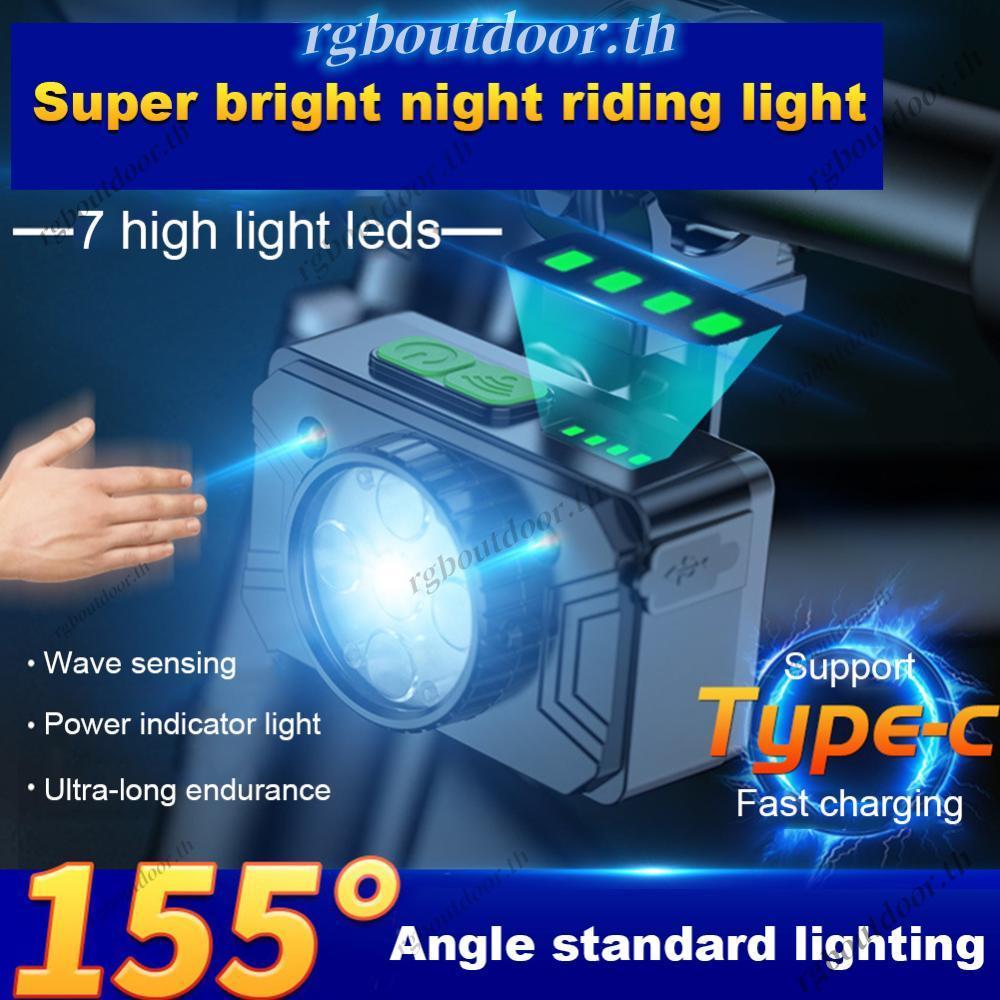 ไฟฉายติดแฮนด์จักรยาน LED พร้อมเซ็นเซอร์อัจฉริยะ ไฟหน้าจักรยาน USB ชาร์จแสงด้านหน้า Super Bright 3 โหมดสาหรับขี่กลางคืน rgboutdoorth