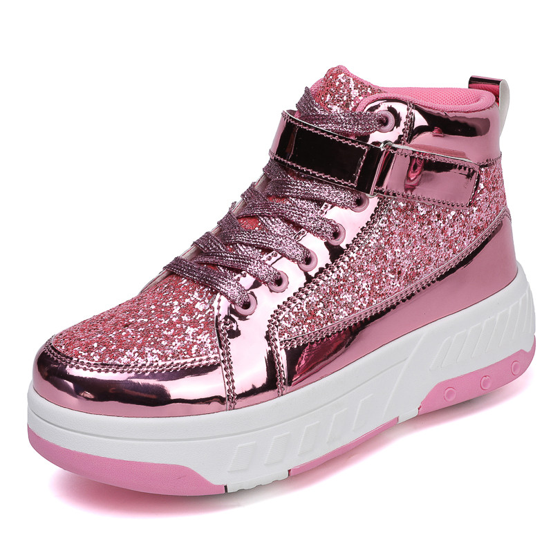 รองเท้าผ้าใบลูกกลิ้งฮีลลี่สาหรับเด็กที่ได้รับการอัพเกรดพร้อมล้อแบบถอดได้สไตล์สตรีทรองรับที่มั่นคง