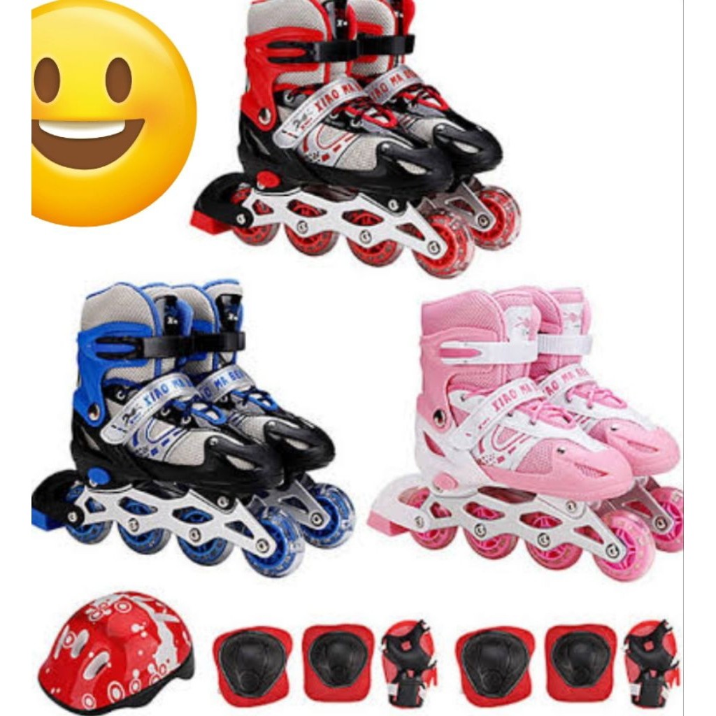 รองเท้าโรลเลอร์เบลดแถมฟรีอุปกรณ์ป้องกันและอุปกรณ์เสริม 10 ชิ้น